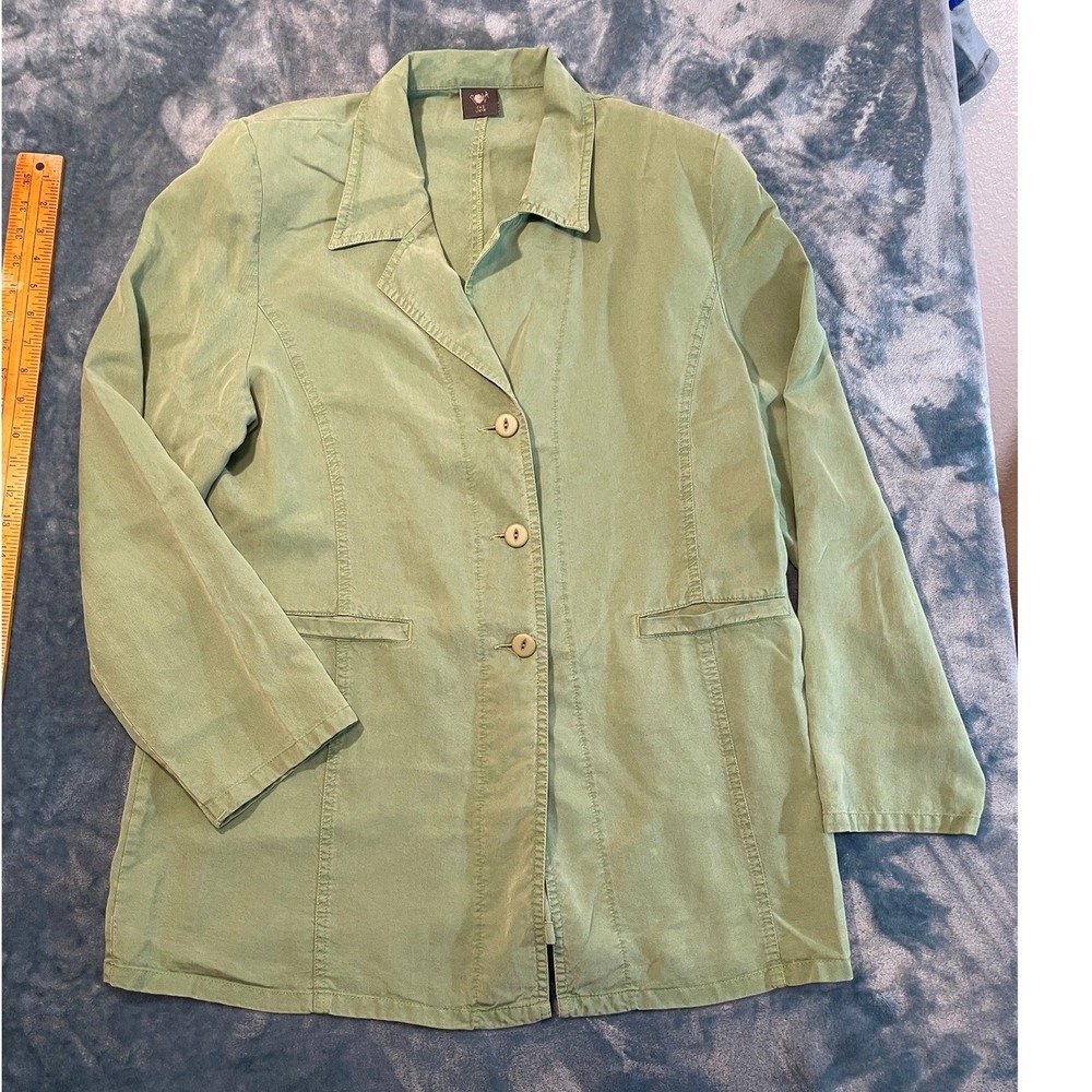 Pola Sage Green Lightweight Blazer Jacket Three Button Notched Lapel Size UK 16